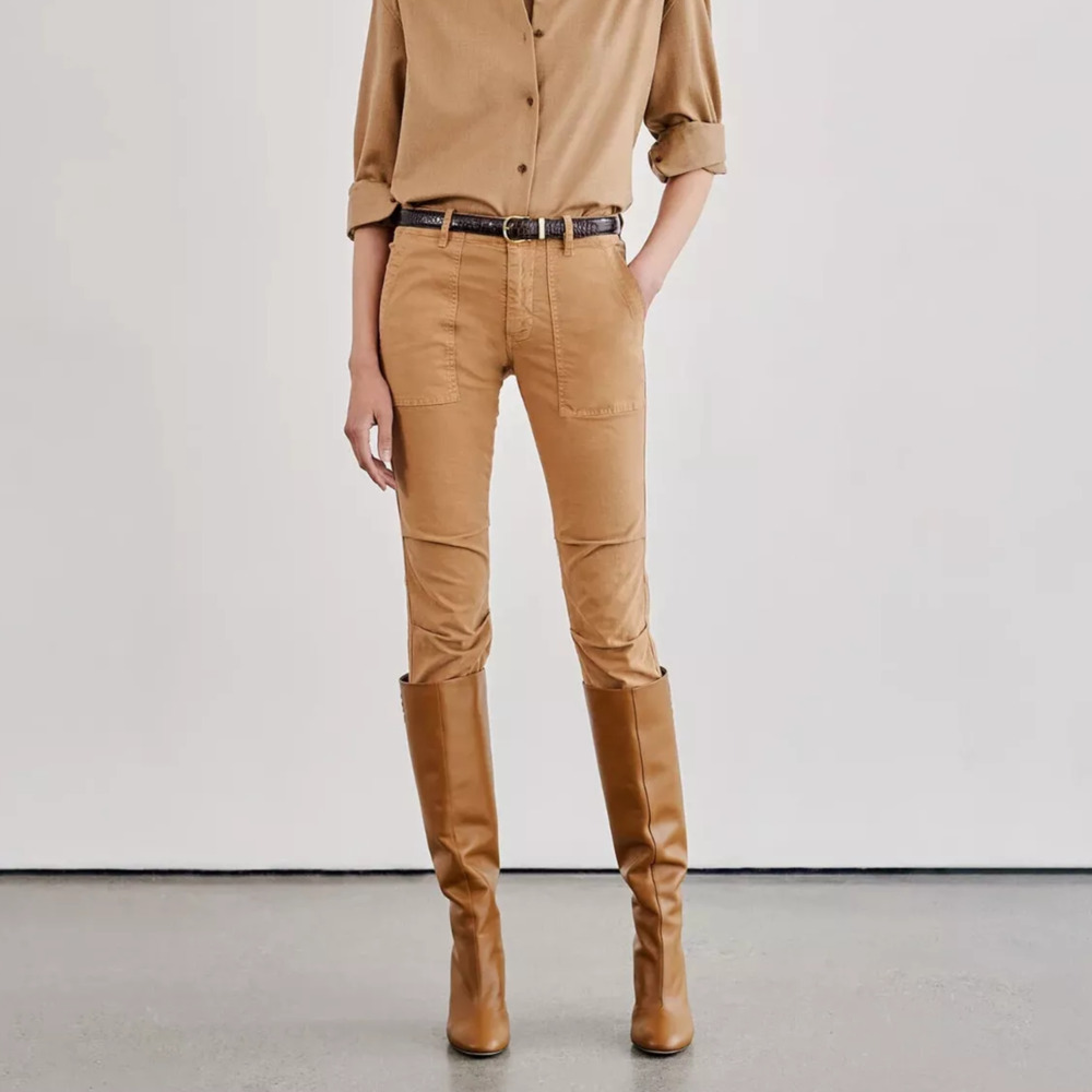 NEW Nili Lotan Cropped French Military Pants ankle zip in Fawn beige Size 2 $325